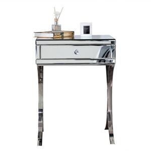 Valerie 1-Drawer Mirrored Nightstand [ 23.62 in. H x 19.69 in. W x 15.75 in. D]