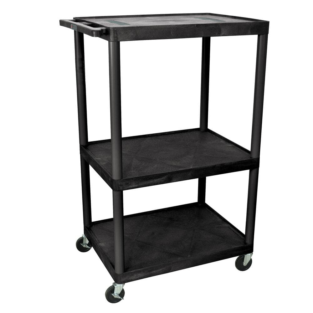 LE 32 in. W x 24 in. D x 54.25 in. H 3-Shelf A/V Cart, Black -  Luxor, LE54-B