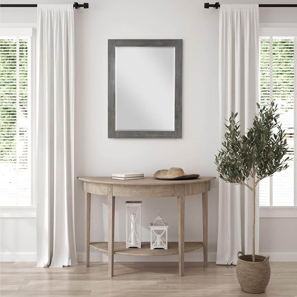 Ivy 28" Silver Rectangular Wood Bathroom Mirror