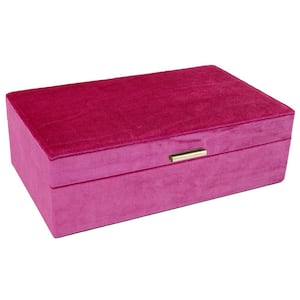 Jewel Magenta Pink Velvet Jewelry Box Organizer
