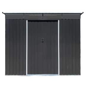 Outdoor 6 ft. x 8 ft. Storage Metal Sheds with Latch, Plastic Vents, for Garden(48 sq. ft.) Black