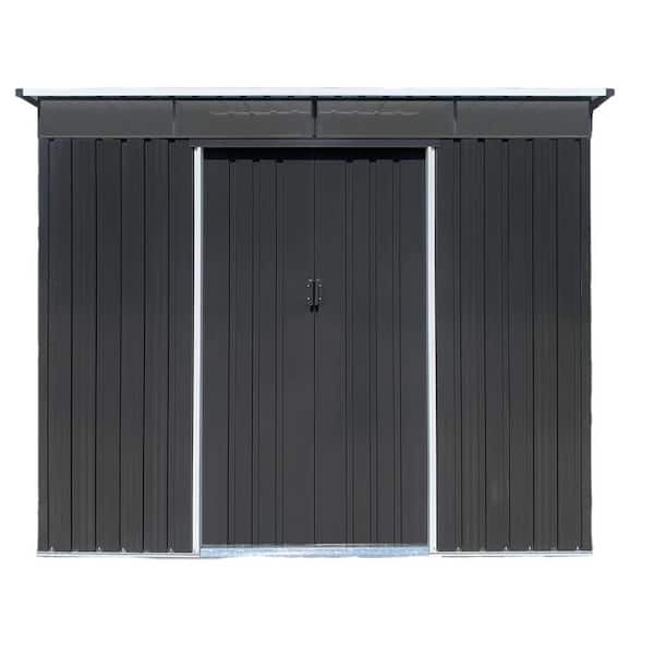 Unbranded Outdoor 6 ft. x 8 ft. Storage Metal Sheds with Latch, Plastic Vents, for Garden(48 sq. ft.) Black