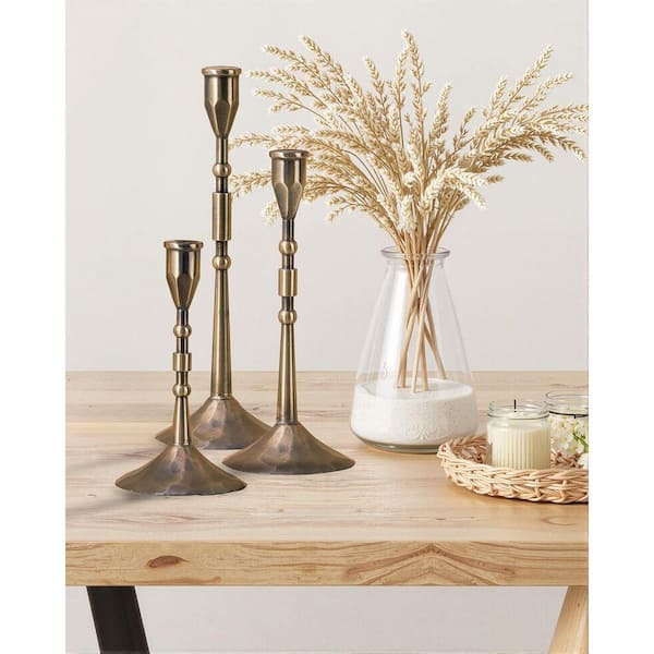 Vintage Bronze Taper Candlestick Holders-3-Piece Handmade