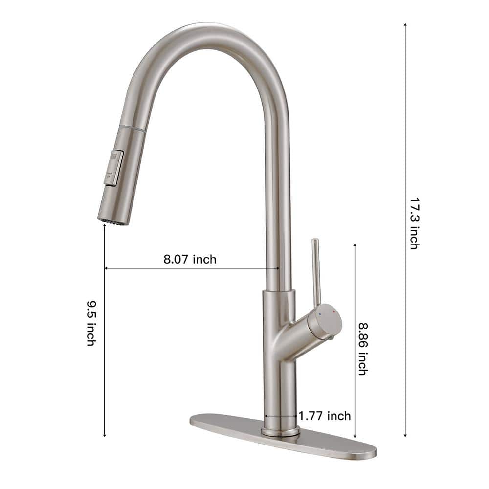 Nickel High-Arc Single Handle Pull-Down Kitchen Faucet