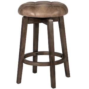 Odette 26.25 in. Rustic Gray and Taupe Backless Swivel Counter Stool