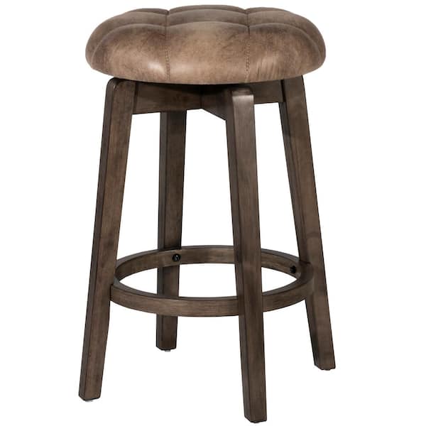 Hillsdale Furniture Odette 26.25 in. Rustic Gray and Taupe Backless Swivel Counter Stool