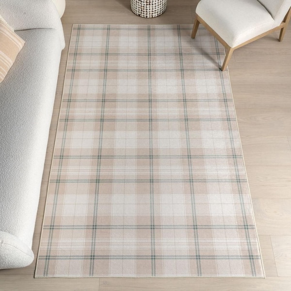 Callipoe SplashGuard Rustic Machine Washable Area Beige 4 ft. x 6 ft. Indoor Area Rug