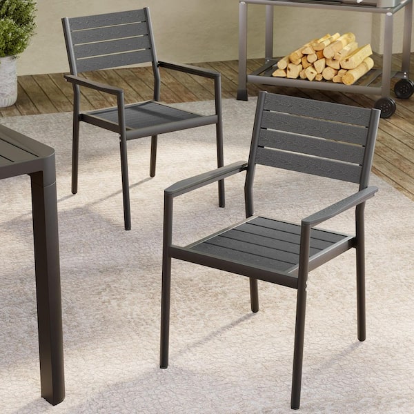 Stackable Brown Outdoor Dining Chair (2-Pack)