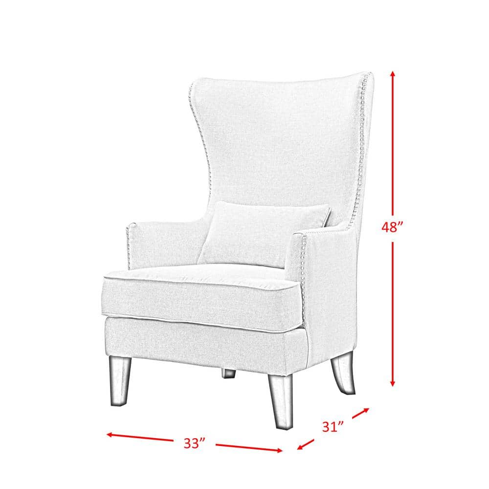 Heirloom Charcoal Gray Wood Accent Chair with Studded Trim