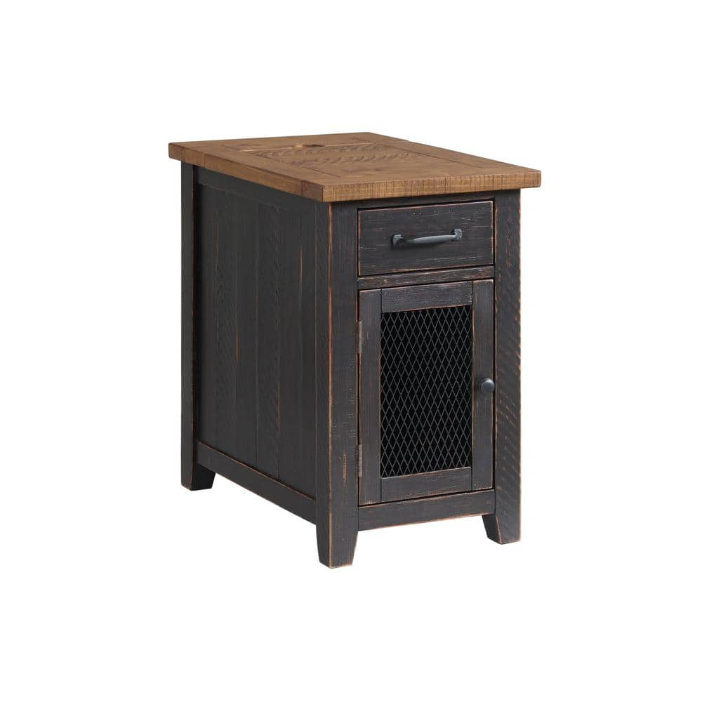 Martin Svensson Home Rustic 16 in. Antique Black and Honey Chairside End  Table with Power 890175 - The Home Depot