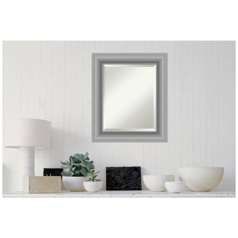 Peak Frame 26" x 22" Silver Polystyrene Rectangular Wall Mirror