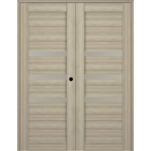 Rita 48 in.x 84 in. Left Hand Active 3-Lite Shambor Wood Composite Double Prehung Interior Door