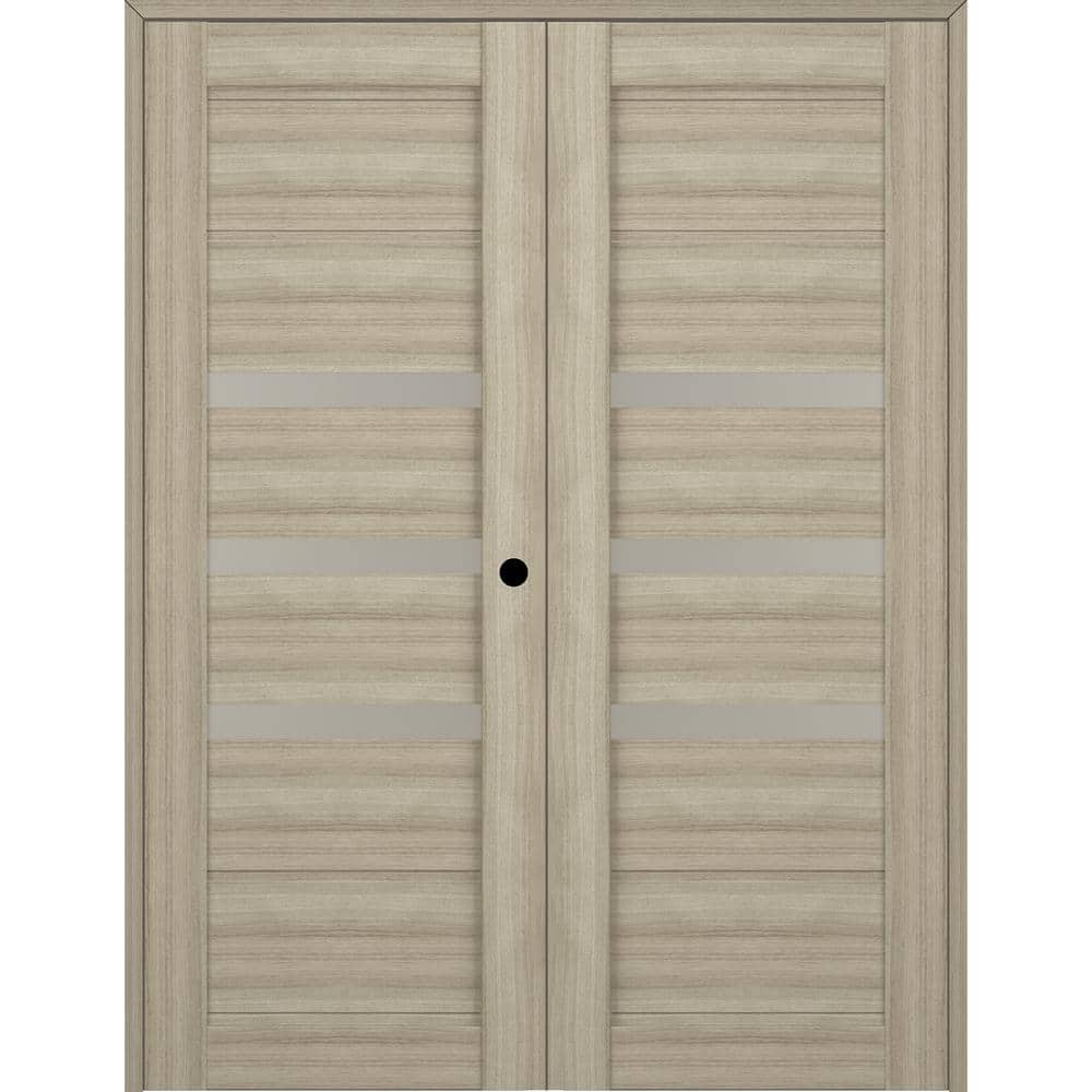 Rita 48 in.x 96 in. Left Hand Active 3-Lite Shambor Wood Composite Double Prehung Interior Door price history on PriceWatchPro
