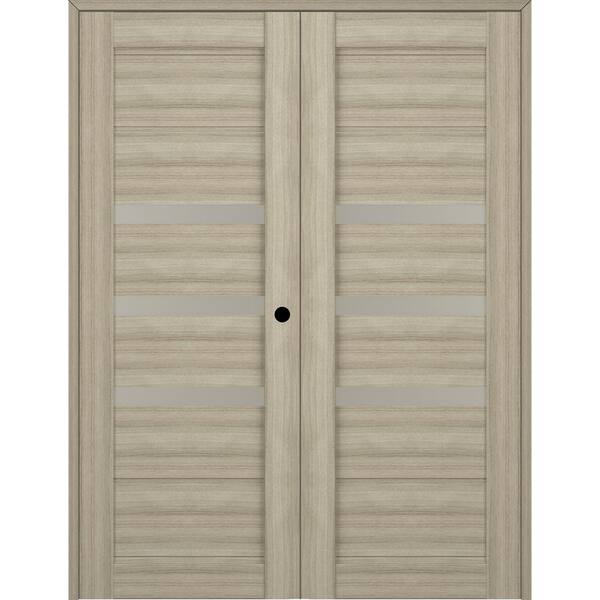 Belldinni Rita 56 in.x 96 in. Left Hand Active 3-Lite Shambor Wood Composite Double Prehung Interior Door