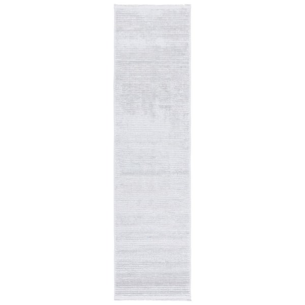 SAFAVIEH Whisper 2 ft. x 8 ft. Gray/Ivory Solid Striped Runner Rug