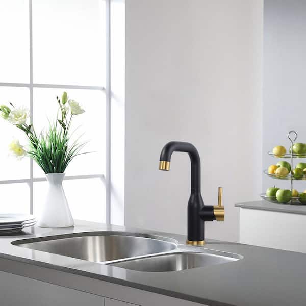 Single Handle Bar Faucet Deckplate Not Included in Black and Gold