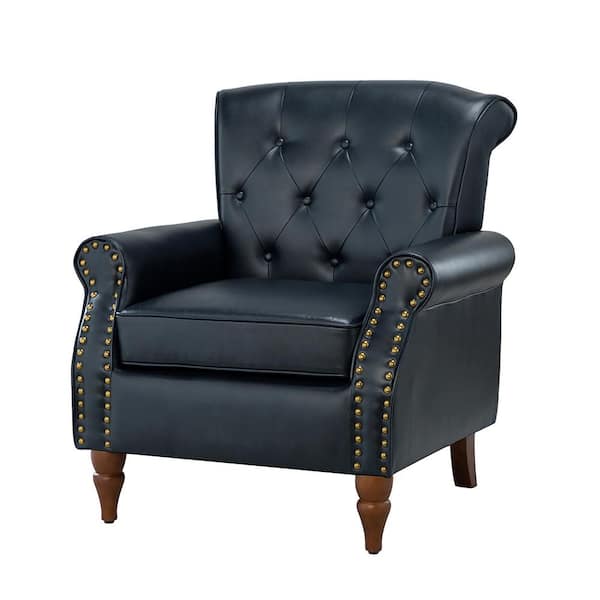 JAYDEN CREATION Acoetes Navy Armchair with Nailhead Trim