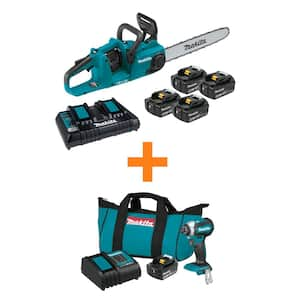 18V X2 (36V) LXT Battery Li-Ion BL Chain Saw Kit (4 Batteries 5.0Ah) w/ Bonus 18V LXT Impact Driver Kit (3.0Ah )