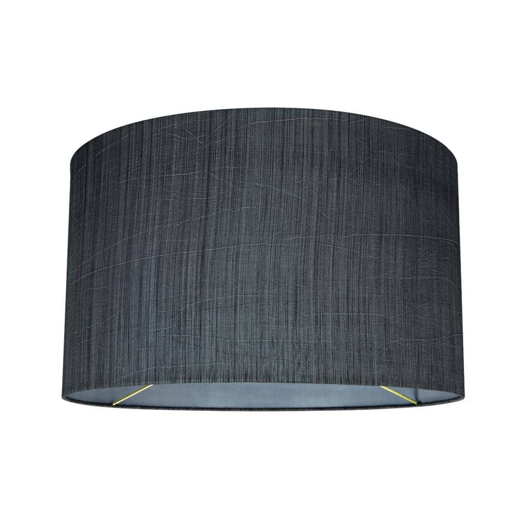 Gray and Black Fabric Drum Lamp Shade, 17" Wide