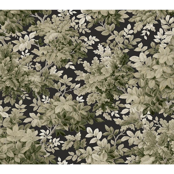 A-Street Prints Greenwood Black Deciduous Wallpaper Sample