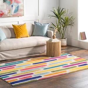 Thick Colorful Stripes Kids Multicolor 8 ft. x 10 ft. Area Rug