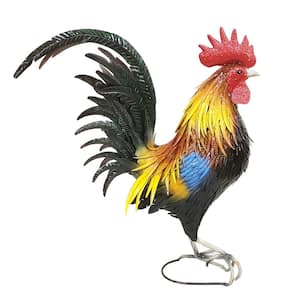 29.28 in. Tall Iron Painted Rooster "Hugo"