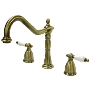 Heritage 2-Handle Standard Kitchen Faucet in Antique Brass