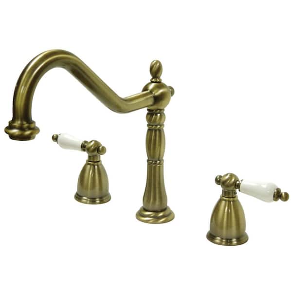 Kingston Brass Heritage 2-Handle Standard Kitchen Faucet in Antique Brass