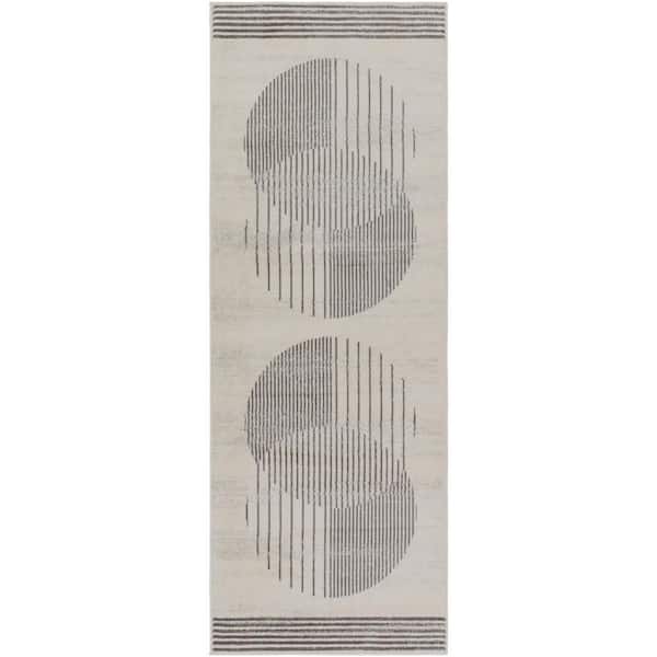 Livabliss Floransa Middle Gray 3 ft. x 7 ft. Indoor Geometric Runner Rug
