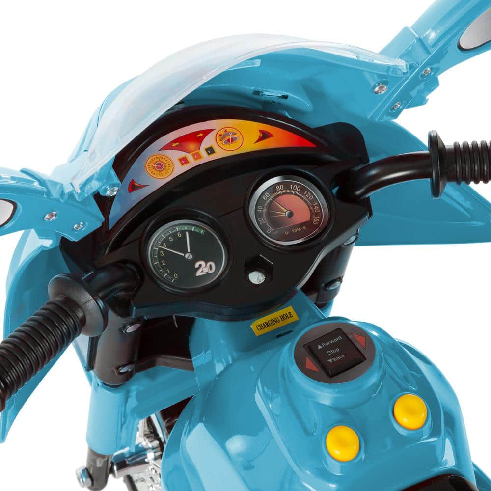 Toy Time Kids Motorcycle - 3-Wheel Electric Ride-On Car with Reverse, Sounds, Headlights - Blue