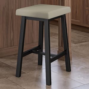 Dorah 26 in. Greige Faux Leather / Black Metal Counter Stool