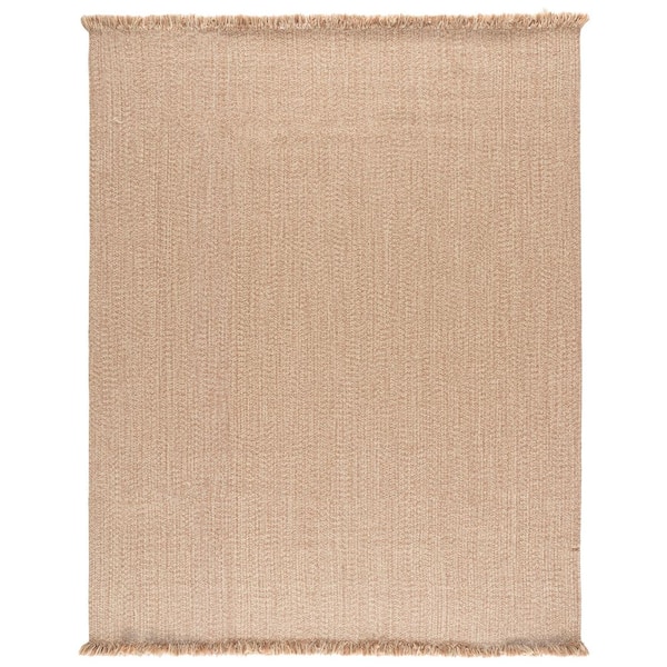 Braided 9 ft. x 12 ft. Beige Textured Washable Area Rug