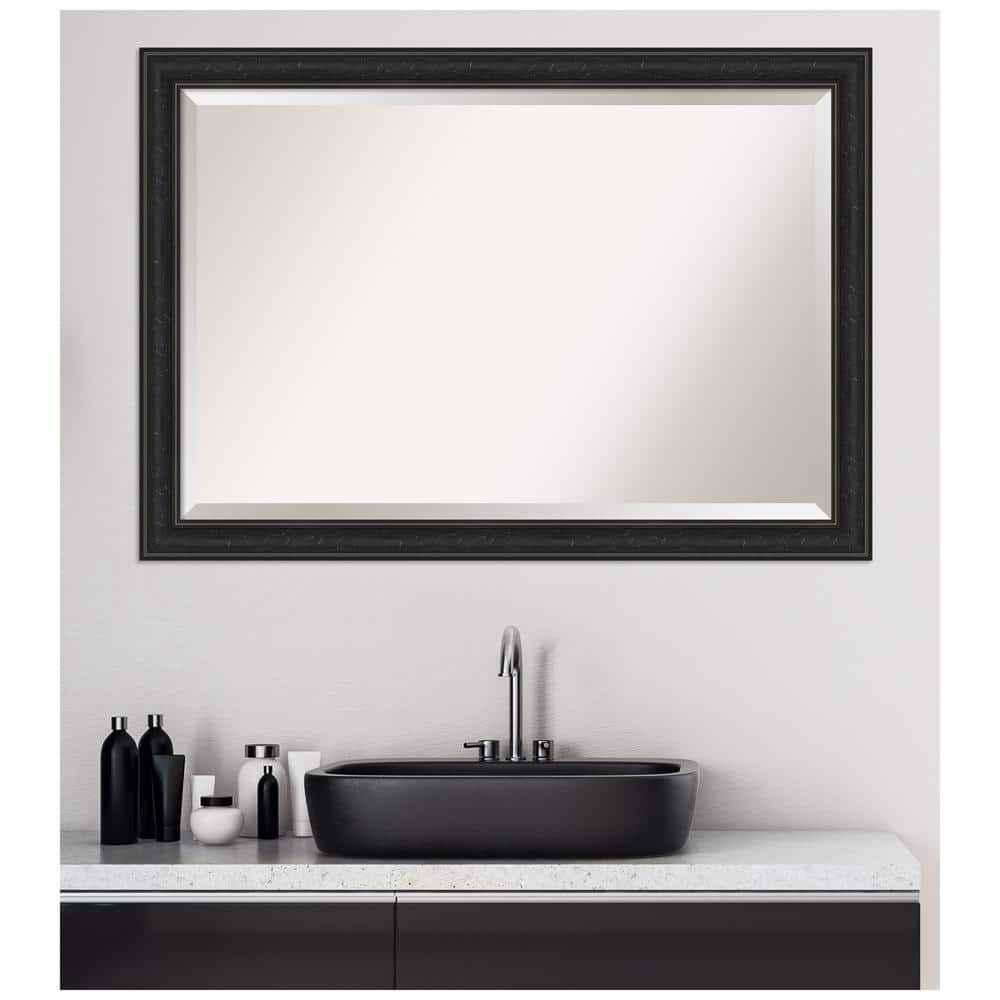 Shipwreck Black 40" x 28" Distressed Vanity Wall Mirror