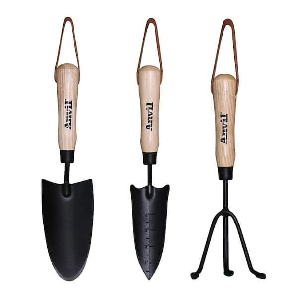 Anvil Carbon Steel 3-Pieces Set of Garden Trowel, Cultivator and Transplanter