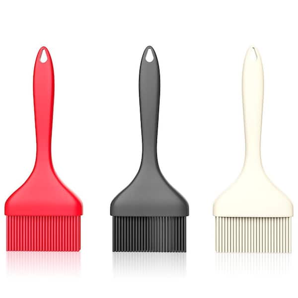 Silicone Red Black Off-White Extra Wide Basting Pastry Brush Heat Resistant for Cooking Baking BBQ (Set of 3)