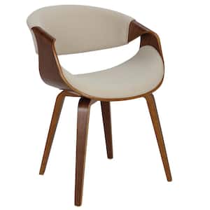 Curvo Bent Wood Walnut and Cream Dining/Accent Chair