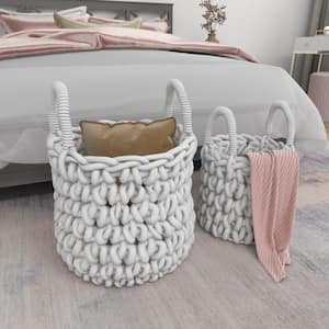 Fabric Handmade Storage Basket with Handles (Set of 2)