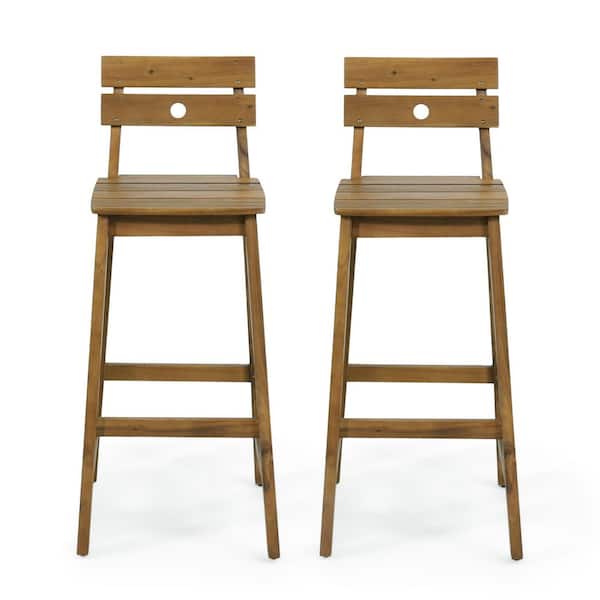 Brown Wood Outdoor Bar Stool, Patio Bar Stool (2-Pack)