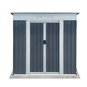 Gray 6 ft. W x 4 ft. D Metal Shed with Double Sliding Door and Vents (24 sq. ft.)