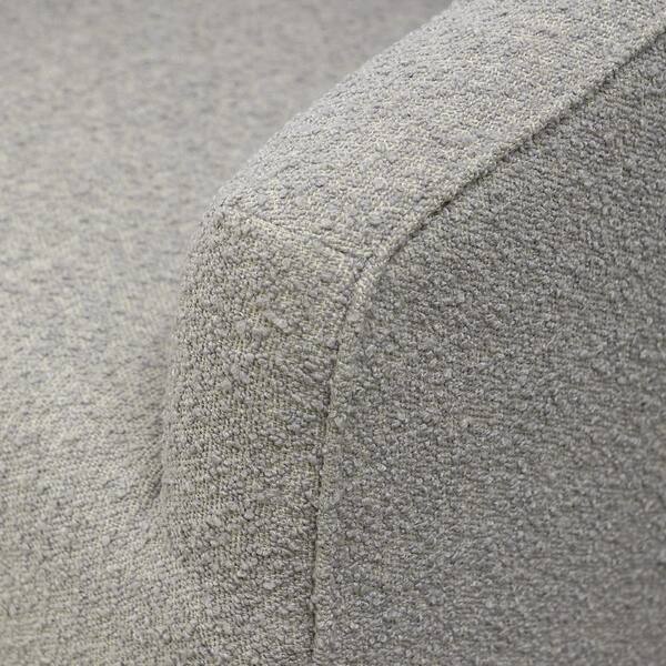 KINWELL Taupe Poly Blend Boucle Fabric Upholstered Swivel Armchair