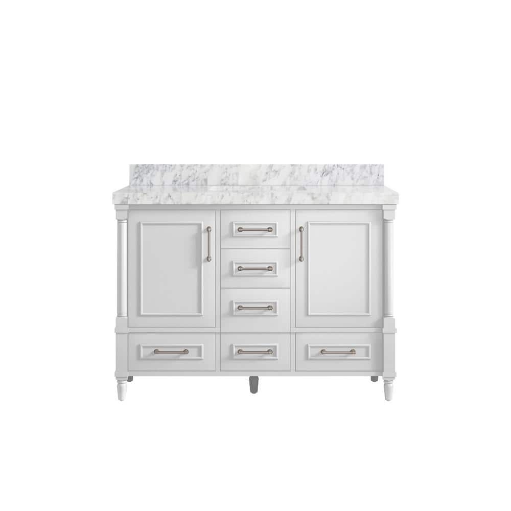 Hudson 48 in. W x 22 in. D x 36 in. H Bath Vanity in White with 2 in Carrara Marble Top price history on PriceWatchPro