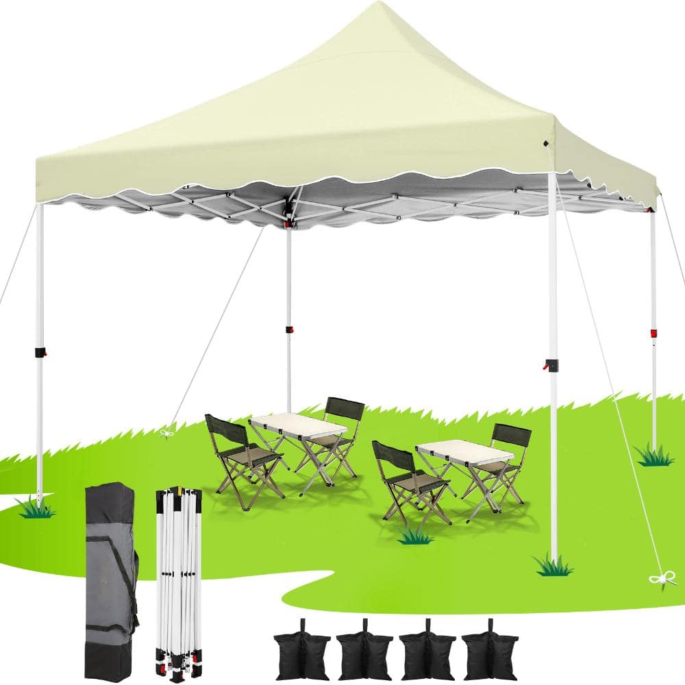 10'x10' Pop Up Canopy Wavy edge tent with One Person Set Up Center Lock and Storage bag