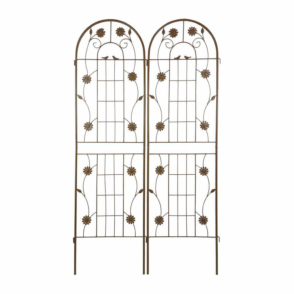 71 in. H x 19.7 in. W-2 Pack Brown Metal Garden Trellis Rustproof Climbing 
