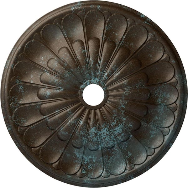 Ekena Millwork 1-7/8" x 31-5/8" x 31-5/8" Polyurethane Gorleen Ceiling Medallion, Hand-Painted Bronze Blue Patina