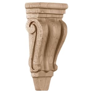 3 in. x 1-3/4 in. x 6 in. Cherry Extra Small Traditional Pilaster Corbel