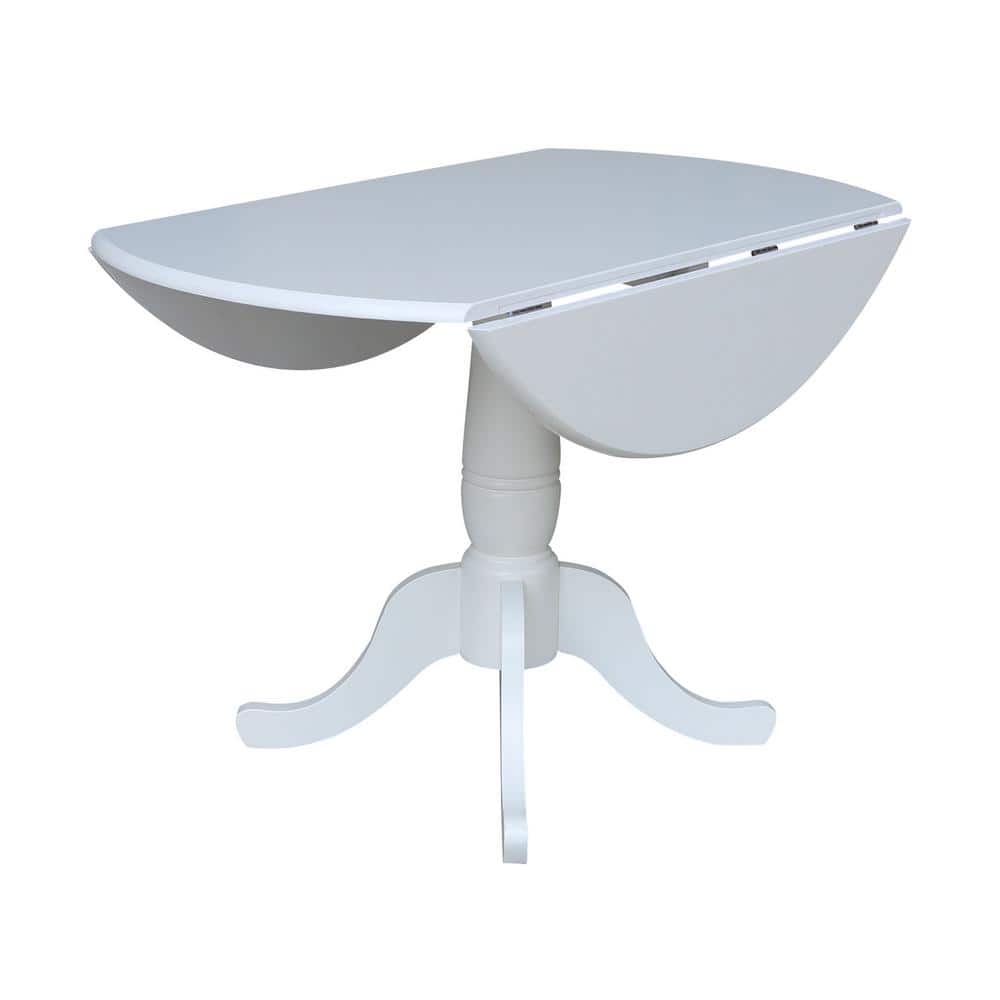 White Round Extendable Solid Wood Dining Table