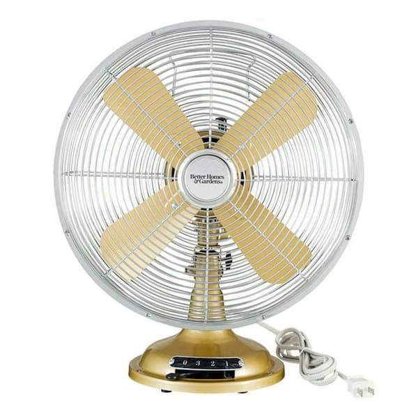 Aoibox 12 in. Retro 3 Fan Speeds Metal Desk Fan in Gold for 