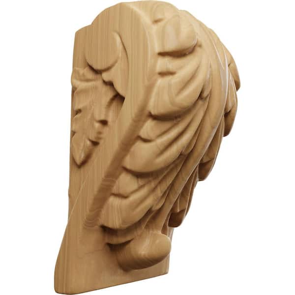 Ekena Millwork 1-1/2 in. x 1-3/4 in. x 3 in. Unfinished Wood Cherry Mini Acanthus Leaf Block Corbel