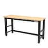 6 ft. Adjustable Height Solid Wood Top Workbench in Black for Ready to Assemble Steel Garage Storage System