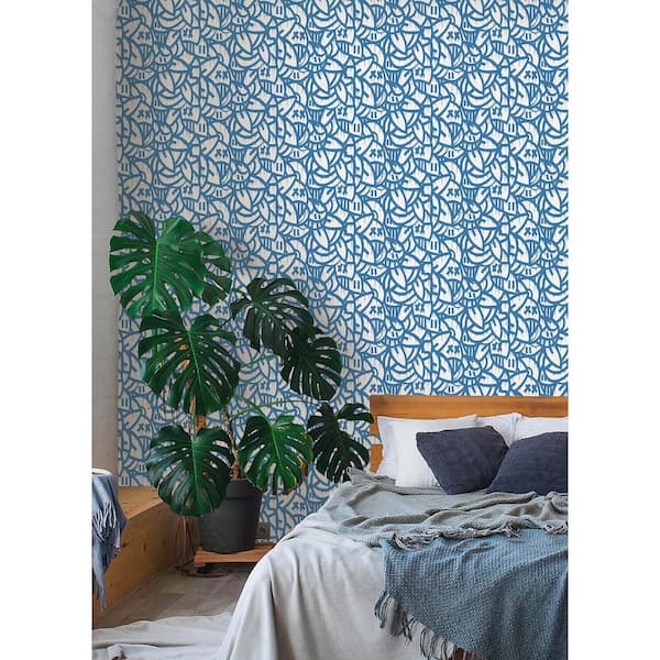 Blue Bold Arrangements Peel and Stick Wallpaper Sample